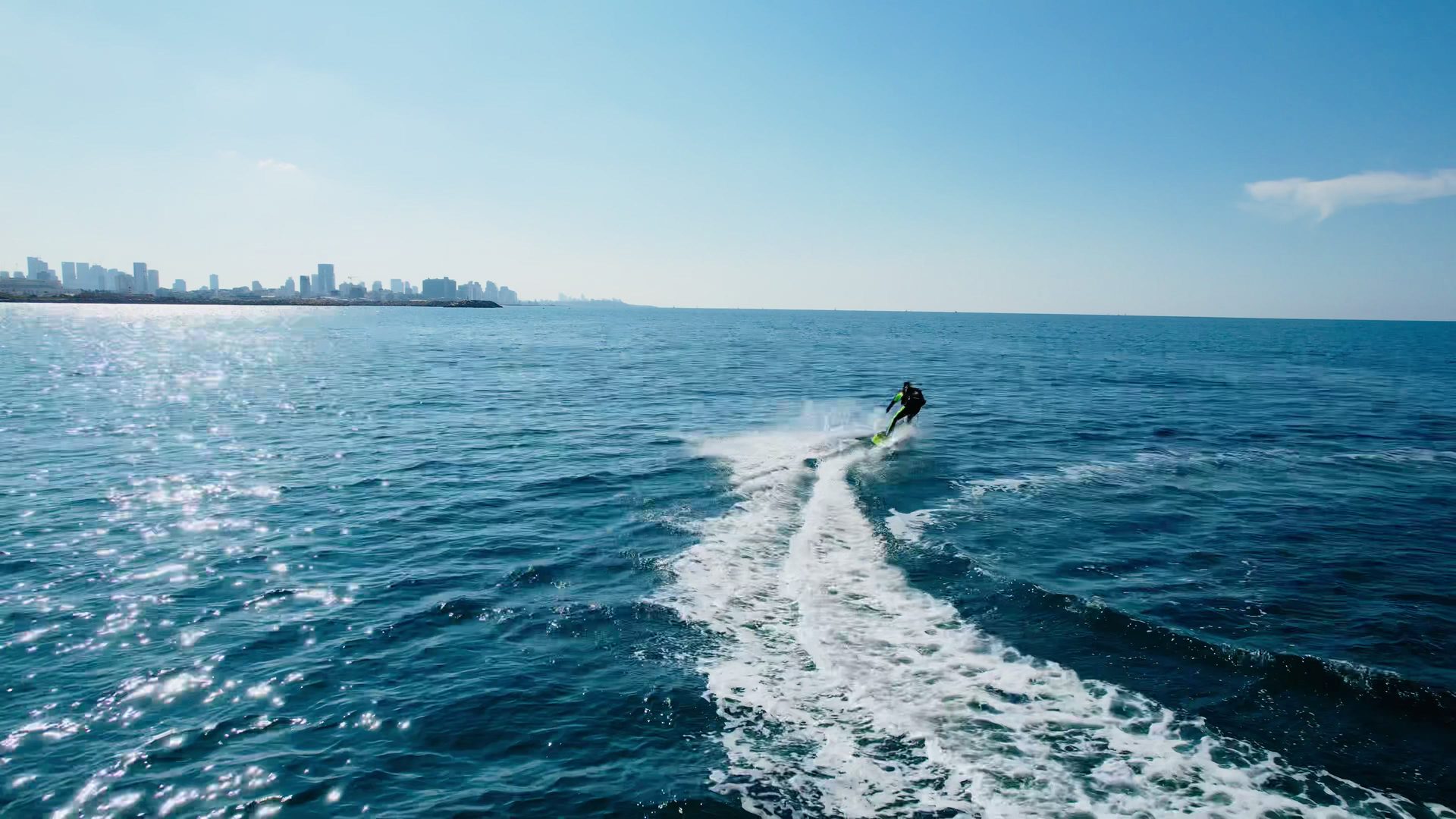 JetSurf ride with the Herzliya coastline on the horizon